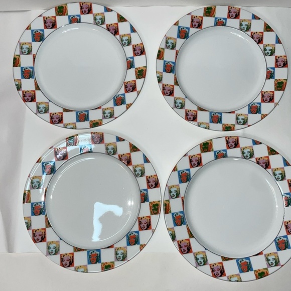 Vintage 1997 Block Marilyn Monroe Andy Warhol set of 4 salad plates - Picture 1 of 4